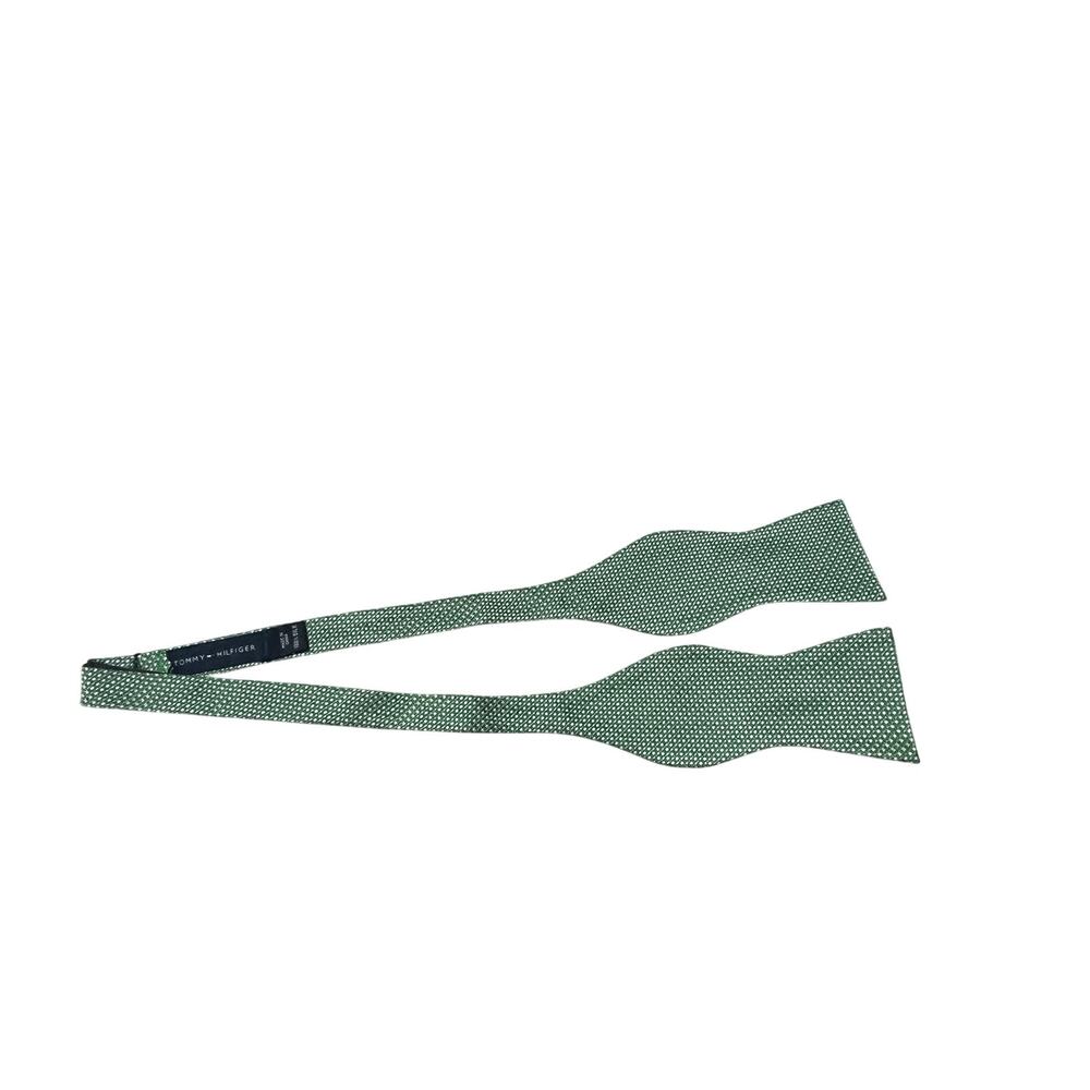 Tommy Hilfiger Green 100% Silk Bow Tie Adjustable 13 3/4 - 18